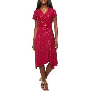 NWT Sparkly Short-Sleeve Red Dress